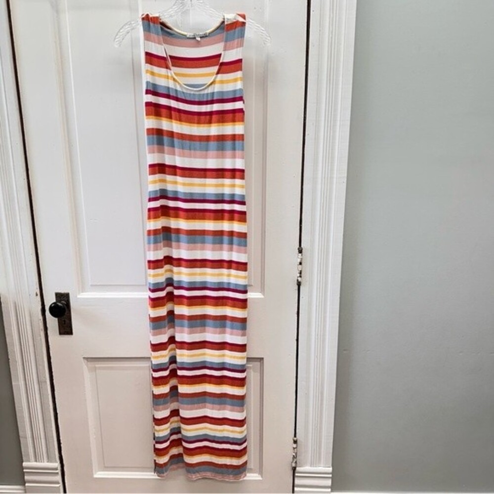 Red Haute Striped Maxi Dress Womens XS Multicolor Knit Sleeveless Racerback